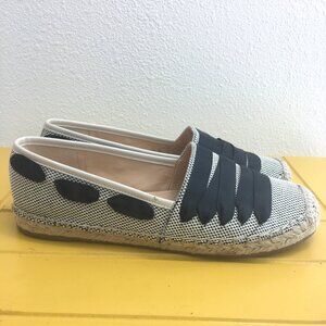 Enzo Angionlini, EP-Fenz espadrille, black/white fabric with black ribbon 8M